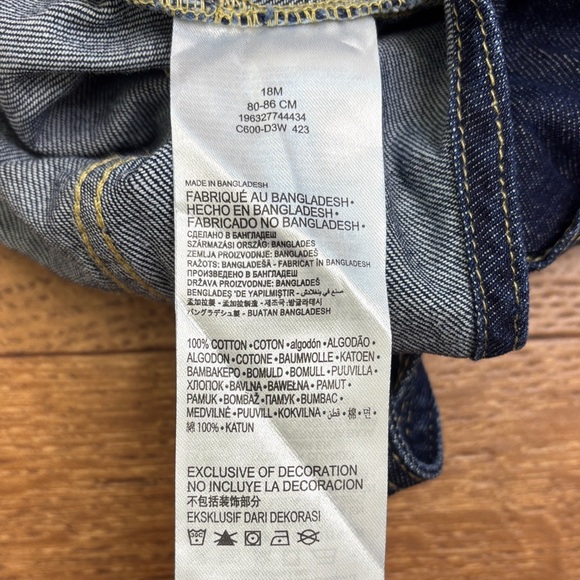 Kids Levi’s Denim Overalls 18mo dark wash adjustable buttons - Picture 6 of 8